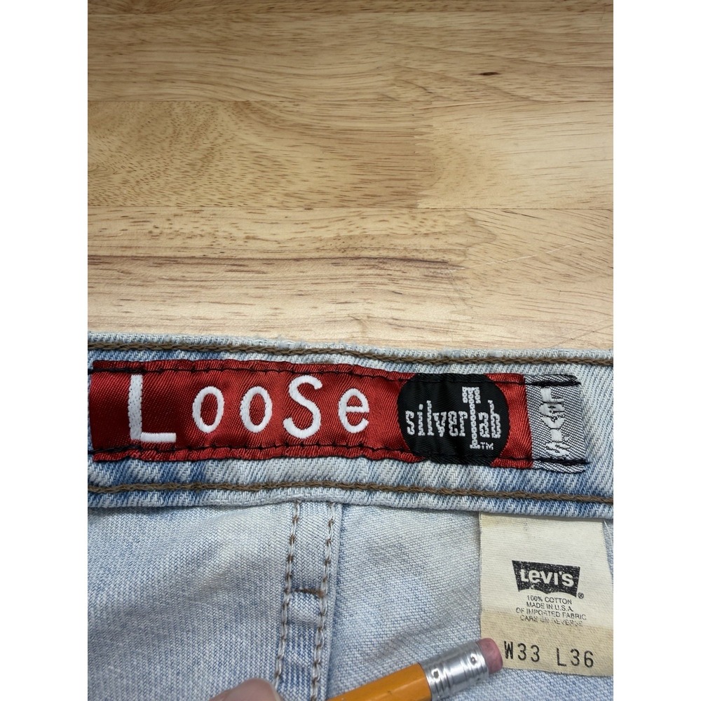 Levis SilverTab LOOSE Vintage Denim Blue Jeans Men's 33x36* Made in USA 90s Punk - Picture 8 of 15